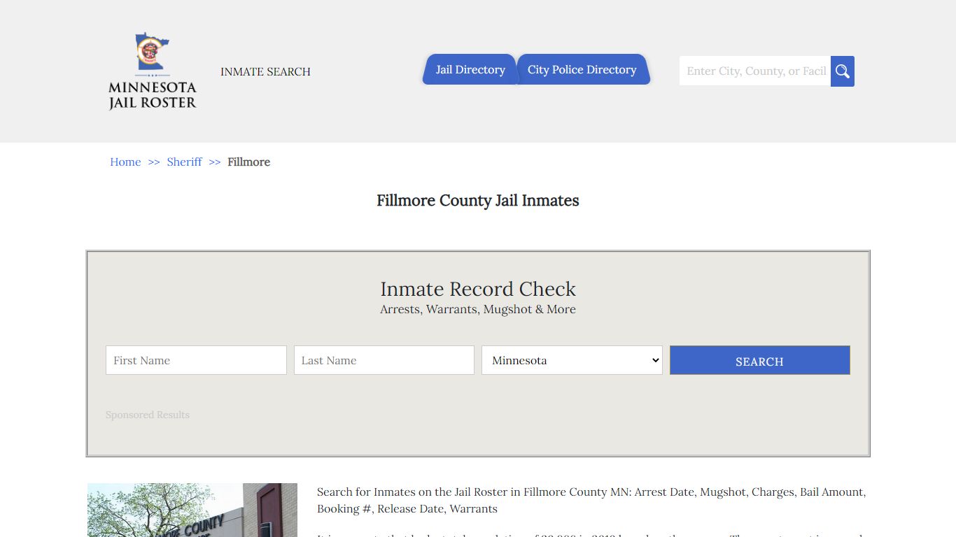 Fillmore County Jail Inmates | Jail Roster Search