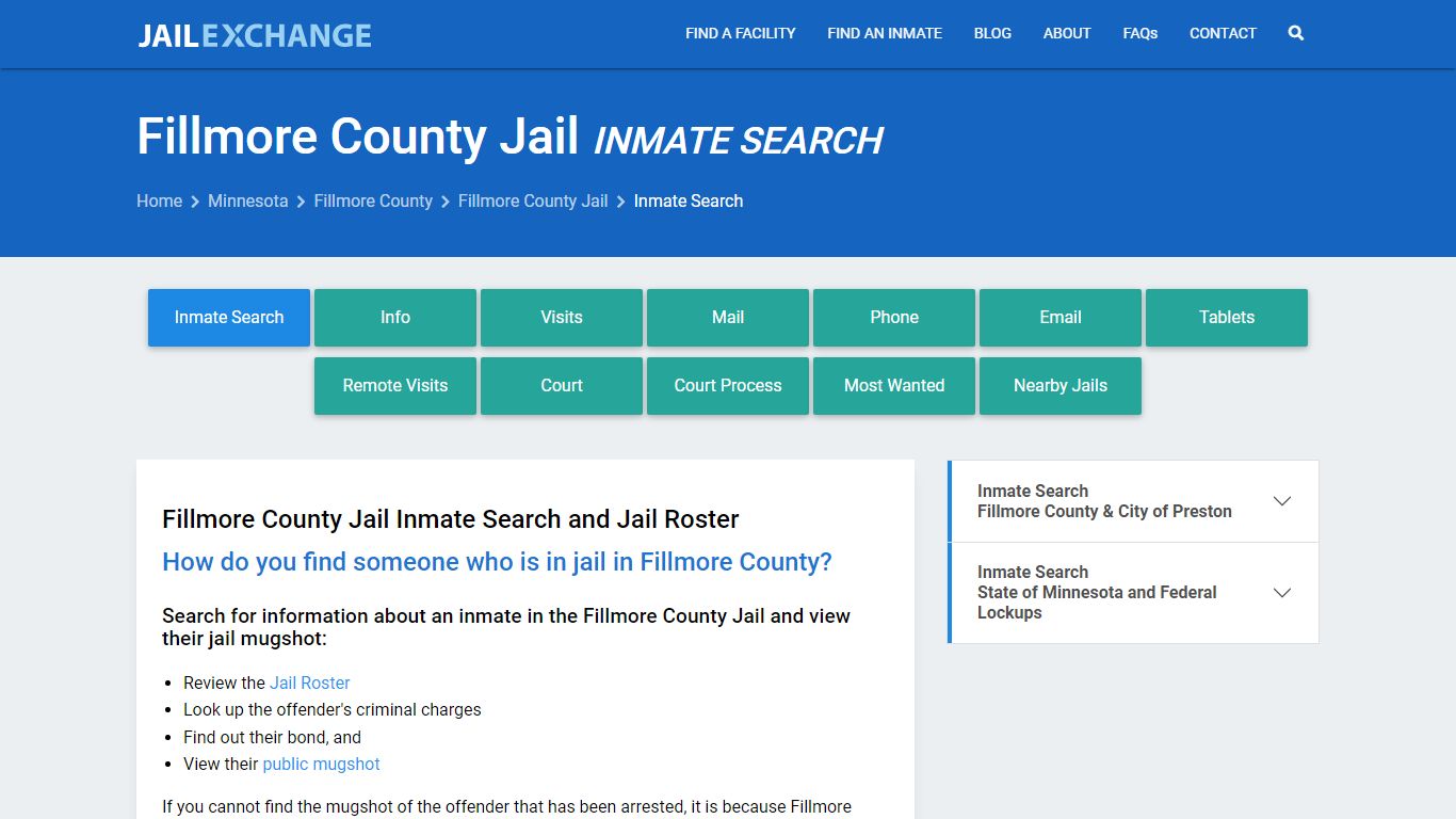 Inmate Search: Roster & Mugshots - Fillmore County Jail, MN